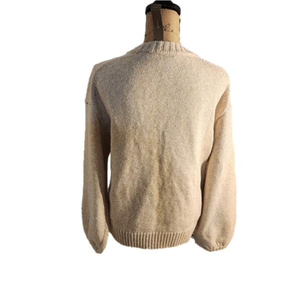J. Crew Cream Crewneck Lantern Sleeve Sweater Size Large New! - Picture 4 of 8